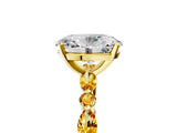 Yellow gold Oval Cut Diamond Ring with Marquise and Round with Citrine side stone Side Stones and Four-Prong Setting_17