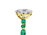 Yellow gold Oval Cut Diamond Ring with Marquise and Round with Emerald side stone Side Stones and Four-Prong Setting_53