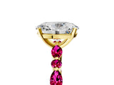 Yellow gold Oval Cut Diamond Ring with Marquise and Round with Garnet side stone Side Stones and Four-Prong Setting_29