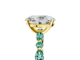 Yellow gold Oval Cut Diamond Ring with Marquise and Round with Green Sapphire side stone Side Stones and Four-Prong Setting_17