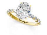 Yellow gold Oval Cut Diamond Ring with Marquise and Round with Moissanite side stone Side Stones and Four-Prong Setting_49