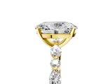 Yellow gold Oval Cut Diamond Ring with Marquise and Round with Moissanite side stone Side Stones and Four-Prong Setting_53