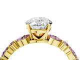Yellow gold Oval Cut Diamond Ring with Marquise and Round with Morganite side stone Side Stones and Four-Prong Setting_28