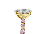 Yellow gold Oval Cut Diamond Ring with Marquise and Round with Morganite side stone Side Stones and Four-Prong Setting_29