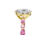 Yellow gold Oval Cut Diamond Ring with Marquise and Round with Pink Sapphire side stone Side Stones and Four-Prong Setting_17