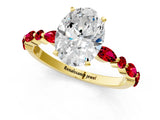 Yellow gold Oval Cut Diamond Ring with Marquise and Round with Ruby side stone Side Stones and Four-Prong Setting_37