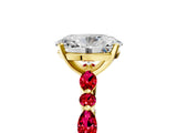 Yellow gold Oval Cut Diamond Ring with Marquise and Round with Ruby side stone Side Stones and Four-Prong Setting_41
