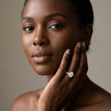 Yellow gold Oval Cut Diamond Ring with Milgrain Pavé Band and Four-Prong Setting_13