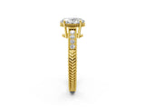 Yellow gold Oval Cut Diamond Ring with Milgrain Pavé Band and Four-Prong Setting_21