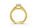 Yellow gold Oval Cut Diamond Ring with Milgrain Pavé Band and Four-Prong Setting_22