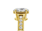 Yellow gold Oval Cut Diamond Ring with Milgrain Pavé Band and Four-Prong Setting_24