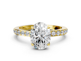 Yellow gold Oval Cut Diamond Ring with Pavé Band and Four-Prong Setting_55