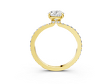 Yellow gold Oval Cut Diamond Ring with Pavé Band and Four-Prong Setting_58
