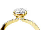 Yellow gold Oval Cut Diamond Ring with Pavé Band and Four-Prong Setting_59