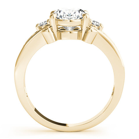 Yellow gold Oval Cut Diamond Ring with Scrollwork Band and Prong Setting 2