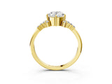 Yellow gold Oval Cut Diamond Ring with Side Stones and Four-Prong Setting_16