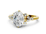 Yellow gold Oval Cut Diamond Ring with Side Stones and Four-Prong Setting_172