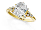 Yellow gold Oval Cut Diamond Ring with Side Stones and Four-Prong Setting_173