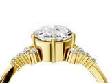 Yellow gold Oval Cut Diamond Ring with Side Stones and Four-Prong Setting_176