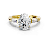 Yellow gold Oval Cut Diamond Ring with Tapered Baguette Side Stones in Four-Prong Setting_15