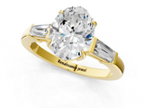 Yellow gold Oval Cut Diamond Ring with Tapered Baguette Side Stones in Four-Prong Setting_16