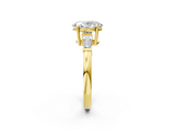 Yellow gold Oval Cut Diamond Ring with Tapered Baguette Side Stones in Four-Prong Setting_17