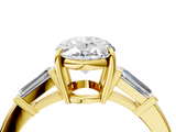 Yellow gold Oval Cut Diamond Ring with Tapered Baguette Side Stones in Four-Prong Setting_19