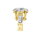 Yellow gold Oval Cut Diamond Ring with Tapered Baguette Side Stones in Four-Prong Setting_20
