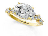 Yellow gold Oval Cut Diamond Scattered Round Accent Ring with Prong Setting_13