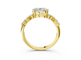 Yellow gold Oval Cut Diamond Scattered Round Accent Ring with Prong Setting_15