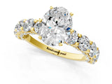 Yellow gold Oval Cut Diamond Side Stone Engagement Ring with Four-Prong Setting_25