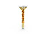 Yellow gold Oval Cut Diamond Side Stone Solitaire Ring with Round with Citrine side stone and Four-Prong Setting_2