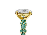 Yellow gold Oval Cut Diamond Side Stone Solitaire Ring with Round with Green Sapphire side stone and Four-Prong Setting_5