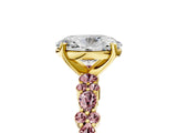 Yellow gold Oval Cut Diamond Side Stone Solitaire Ring with Round with Morganite side stone and Four-Prong Setting_5