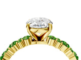 Yellow gold Oval Cut Diamond Side Stone Solitaire Ring with Round with Peridot side stone and Four-Prong Setting_4