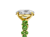 Yellow gold Oval Cut Diamond Side Stone Solitaire Ring with Round with Peridot side stone and Four-Prong Setting_5