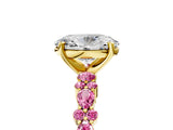 Yellow gold Oval Cut Diamond Side Stone Solitaire Ring with Round with Pink Sapphire side stone and Four-Prong Setting_5