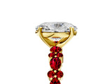 Yellow gold Oval Cut Diamond Side Stone Solitaire Ring with Round with Ruby side stone and Four-Prong Setting_5