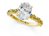 Yellow gold Oval Cut Diamond Side Stone Solitaire Ring with Round with Yellow Sapphire side stone and Four-Prong Setting_1