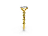 Yellow gold Oval Cut Diamond Side Stone Solitaire Ring with Round with Yellow Sapphire side stone and Four-Prong Setting_2