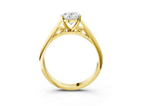Yellow gold Oval Cut Diamond Solitaire Engagement Ring with Cathedral Setting and Four-Prong Mount_103