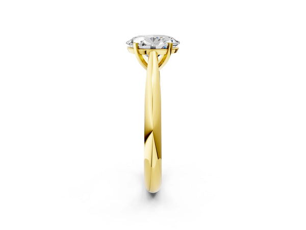 Yellow gold Oval Cut Diamond Solitaire Engagement Ring with Cathedral Setting and Four-Prong Mount