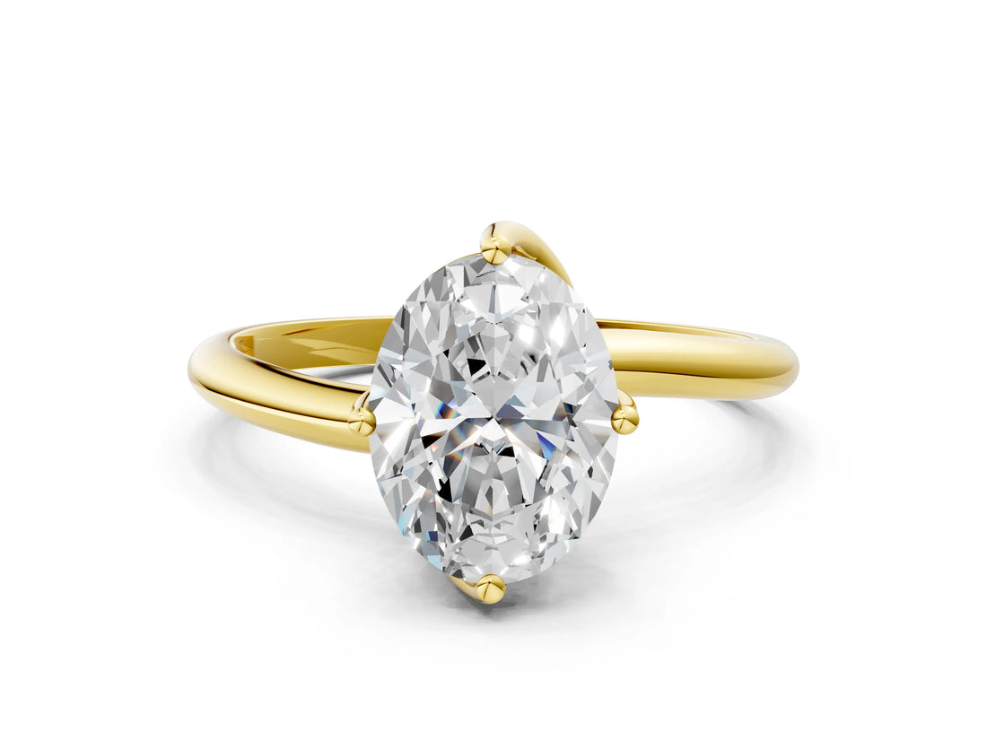 Yellow gold Oval Cut Diamond Solitaire Engagement Ring with Four-Prong Setting and Classic Band_20