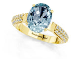 Yellow gold Oval Cut Diamond Solitaire Engagement Ring with Pavé Band and Four-Prong Setting_1