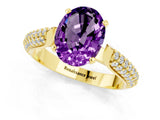 Yellow gold Oval Cut Diamond Solitaire Engagement Ring with Pavé Band and Four-Prong Setting_1