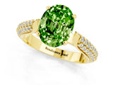 Yellow gold Oval Cut Diamond Solitaire Engagement Ring with Pavé Band and Four-Prong Setting_1