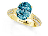 Yellow gold Oval Cut Diamond Solitaire Engagement Ring with Pavé Band and Four-Prong Setting_1