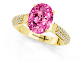 Yellow gold Oval Cut Diamond Solitaire Engagement Ring with Pavé Band and Four-Prong Setting_1