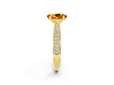 Yellow gold Oval Cut Diamond Solitaire Engagement Ring with Pavé Band and Four-Prong Setting_2