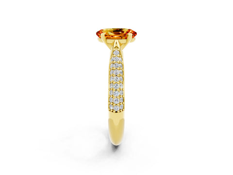 Yellow gold Oval Cut Diamond Solitaire Engagement Ring with Pavé Band and Four-Prong Setting_2